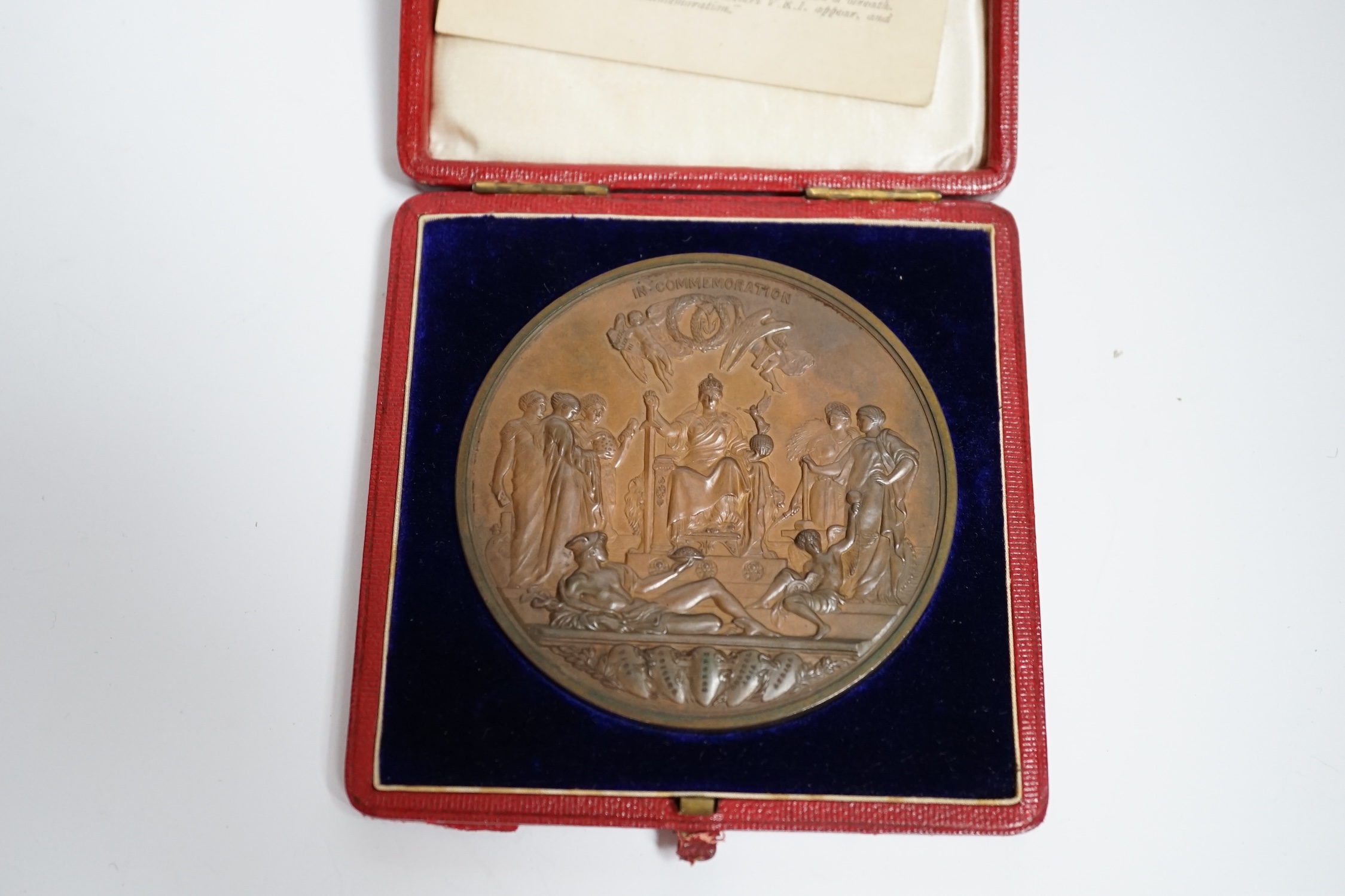 A Queen Victoria commemorative cased 1887 bronze Jubilee medal